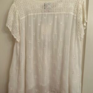 Johnny Was white eyelet cupra rayon blouse.  Machine wash.